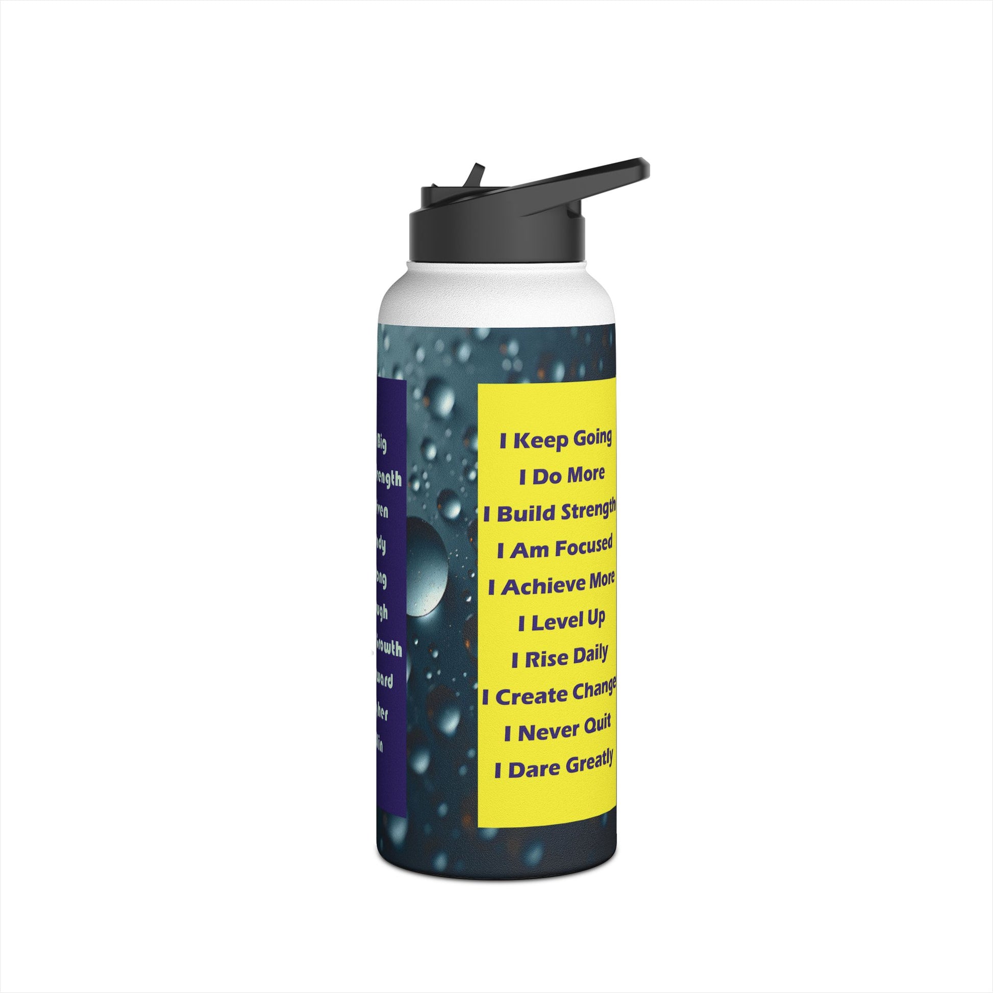 Motivational Water Bottle with Inspirational Quotes - Gold - 18 to 32 oz
