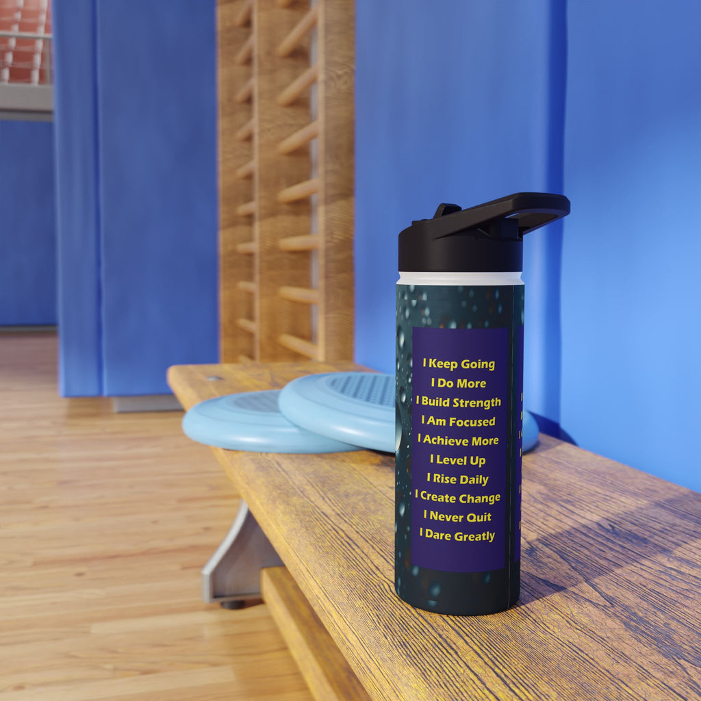 Motivational Water Bottle with Inspirational Quotes - Blue - 18 to 32 oz