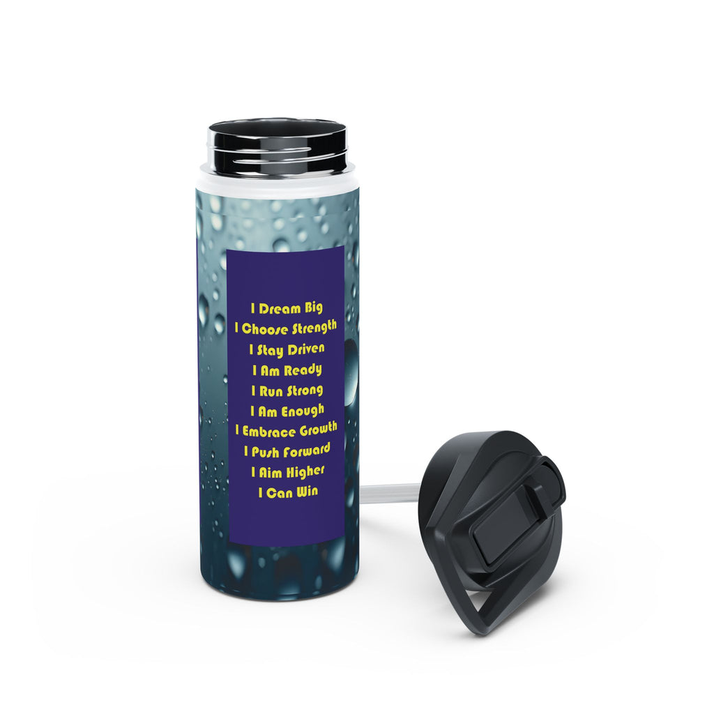 Motivational Water Bottle with Inspirational Quotes - Blue - 18 to 32 oz