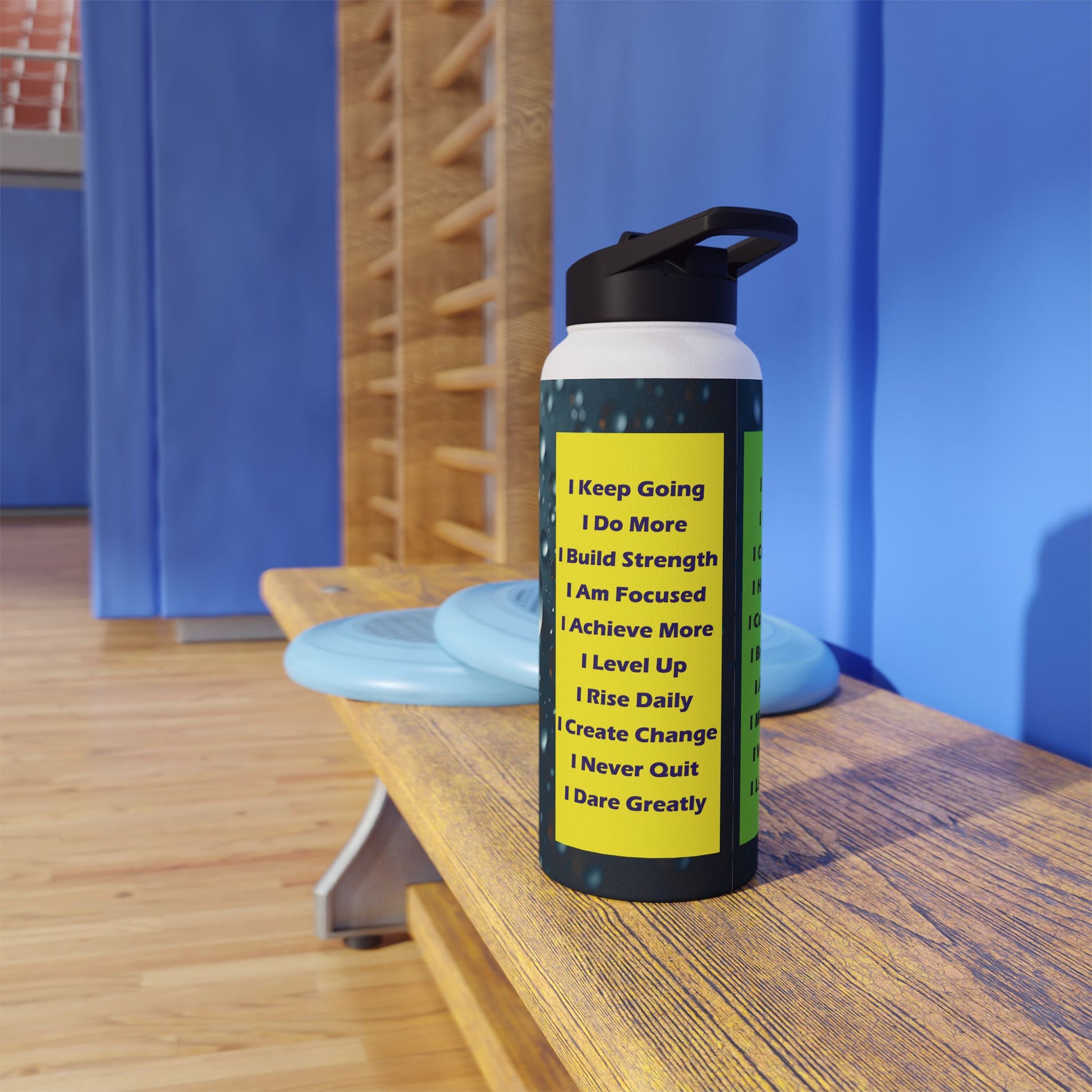 Motivational Water Bottle with Inspirational Quotes - Gold - 18 to 32 oz