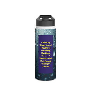 Motivational Water Bottle with Inspirational Quotes - Blue - 18 to 32 oz