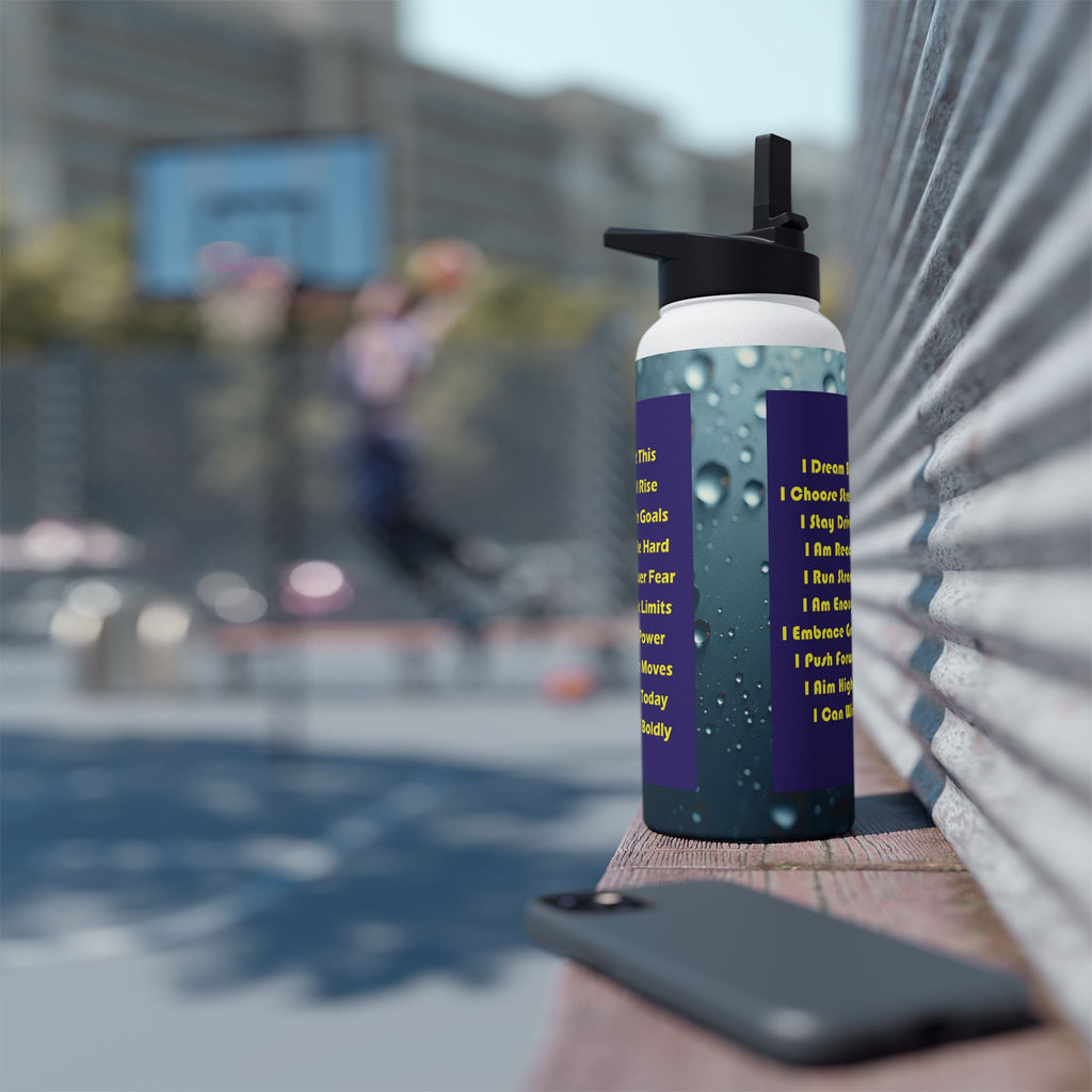 Motivational Water Bottle with Inspirational Quotes - Blue - 18 to 32 oz