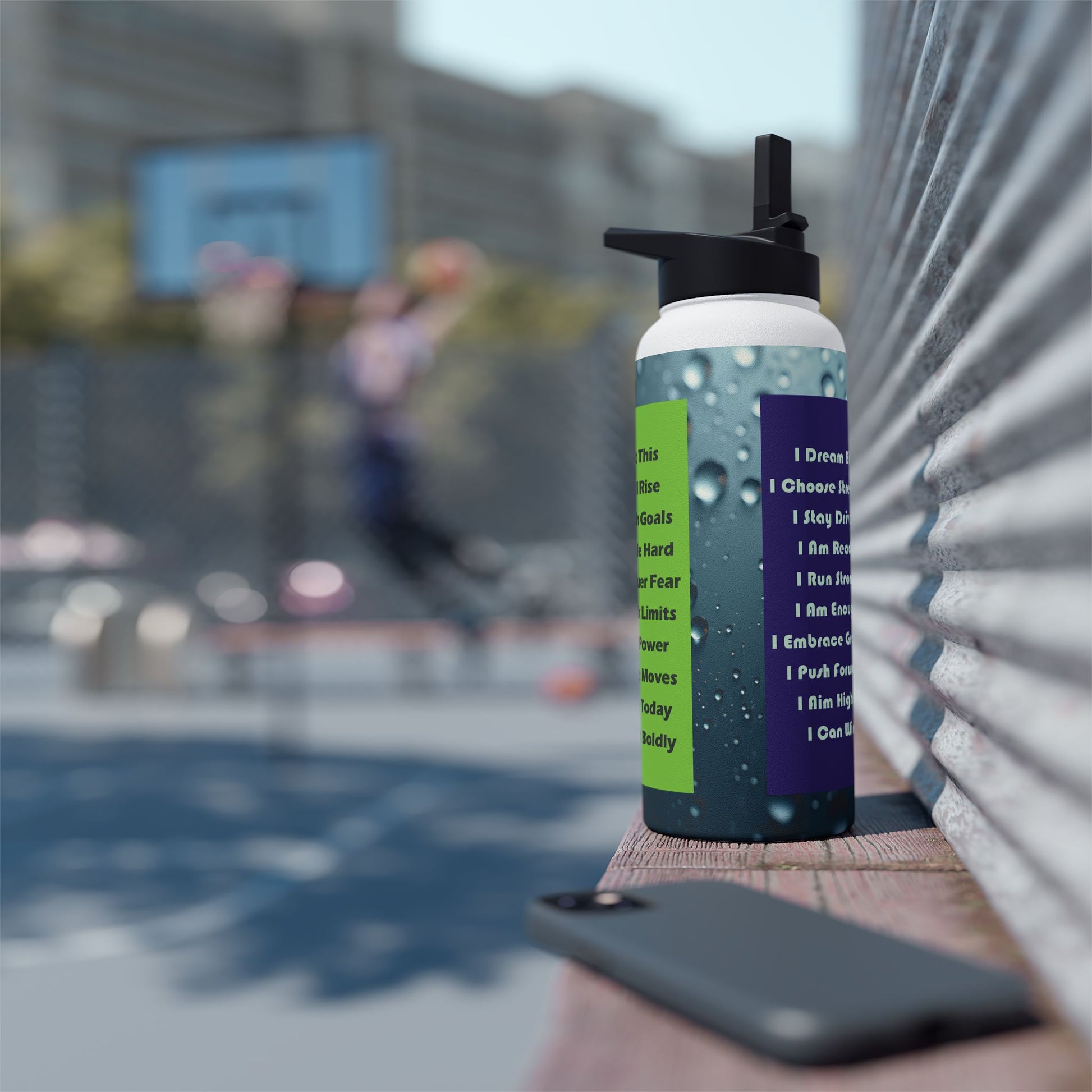 Motivational Water Bottle with Inspirational Quotes - Gold - 18 to 32 oz